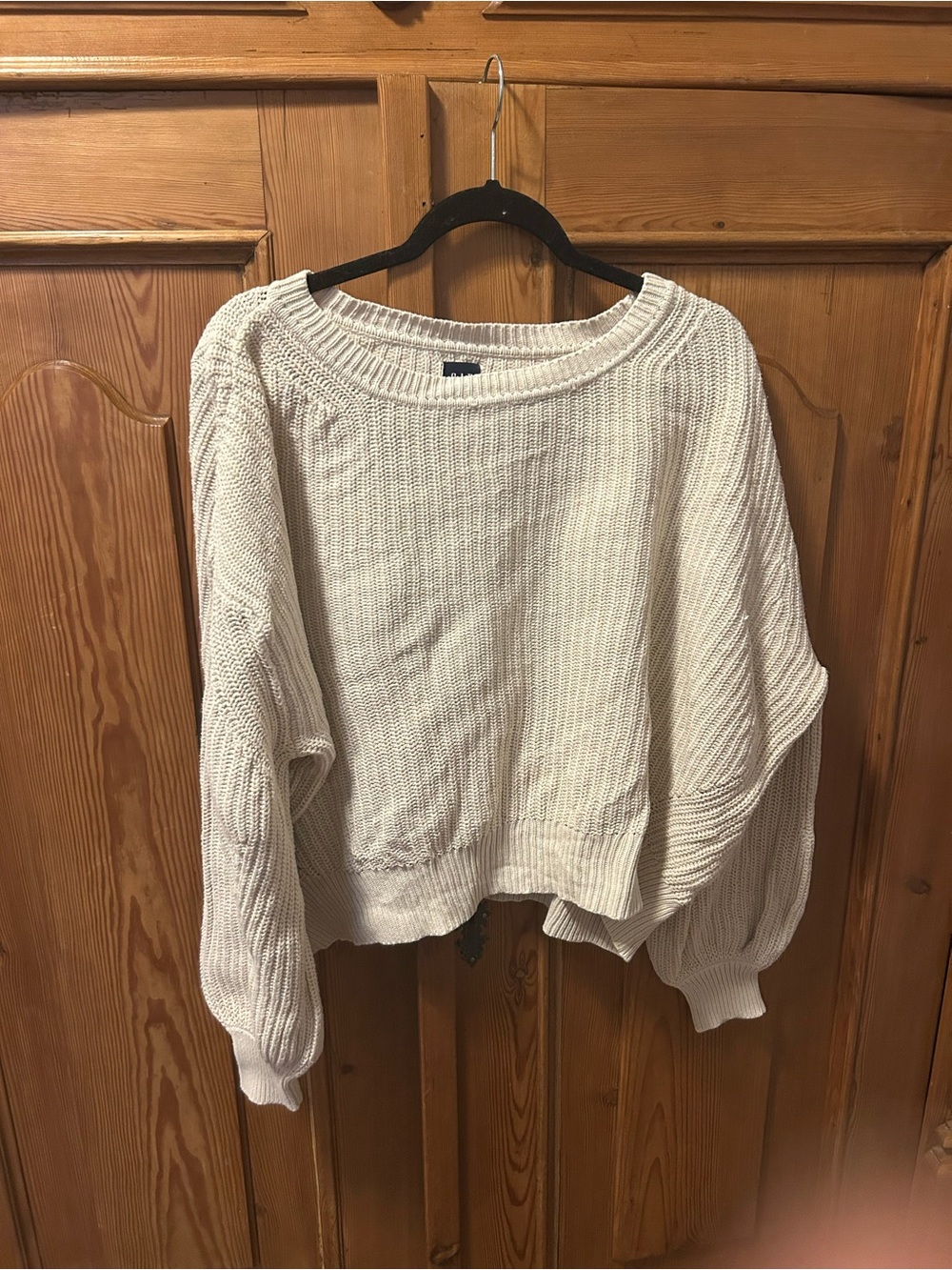 GAP Cotton Cream Ribbed Crewneck Sweater